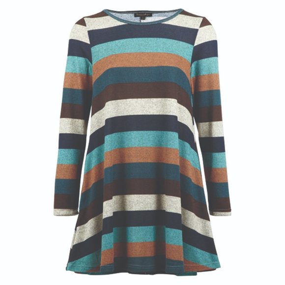 Izabel London Striped Knit Swing Dress - Picture 2 of 6